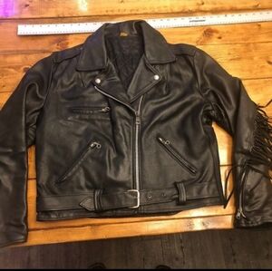 Leather Fringe Biker Jacket- Vintage